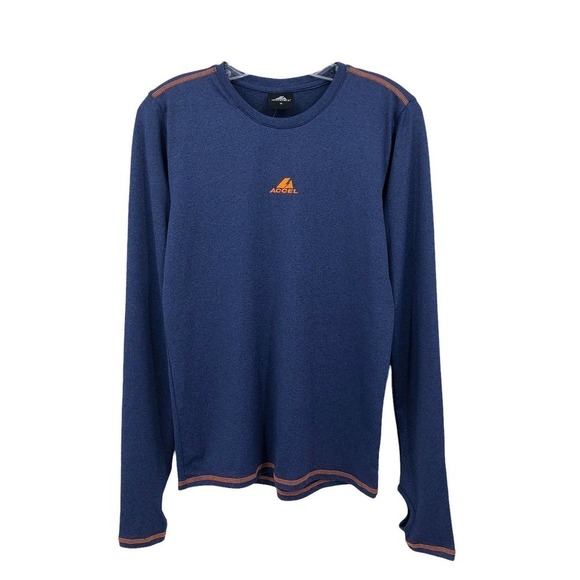 Accel Athletic Top Women's Size M Heather Blue Crew Neck Thumbhole Long Sleeves - Picture 1 of 7